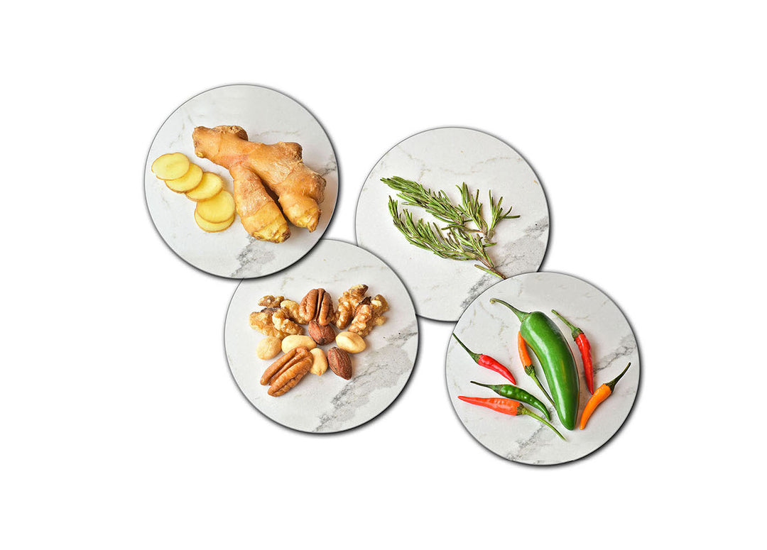 Ingredients usable in the Garlic Twister. Ginger, rosemary, nuts, and peppers.